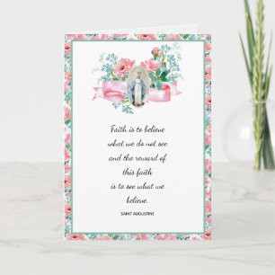 Pastellrosa florale religiöse Jungfrau Maria Karte