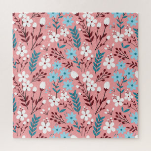 Pastellrosa florales nahtloses Muster. Puzzle