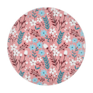 Pastellrosa florales nahtloses Muster. Schneidebrett