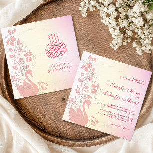 Pastellrosa Floralschwan Islamische Muslimische Ho Einladung