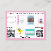 Pastellrosa Fotos QR Codes 3,5 x 2,5 Visitenkarte (Rückseite)