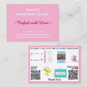 Pastellrosa Fotos QR Codes 3,5 x 2,5 Visitenkarte
