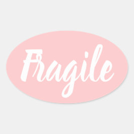 Pastellrosa fragile moderne, moderne Unternehmen Ovaler Aufkleber