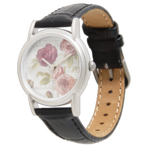 Pastellrosa-Franzose-Rosen Armbanduhr