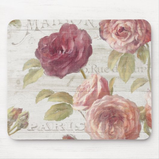 Pastellrosa-Franzose-Rosen Mousepad (Vorne)