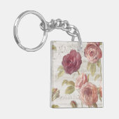 Pastellrosa-Franzose-Rosen Schlüsselanhänger (Vorderseite links)