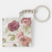 Pastellrosa-Franzose-Rosen Schlüsselanhänger (Rückseite)
