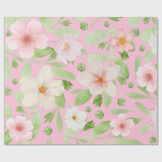 Pastellrosa Frühlingsblumenmuster Geschenkpapier