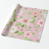 Pastellrosa Frühlingsblumenmuster Geschenkpapier (Ungerollt)