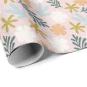 Pastellrosa Frühlingsleder Abstrakte Leaf und Blum Geschenkpapier (Rolleneckpunkt)