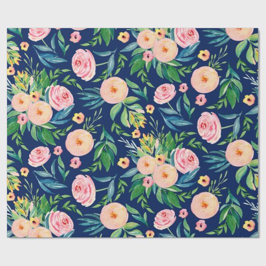 Pastellrosa Frühlingsmuster Geschenkpapier (Flach)