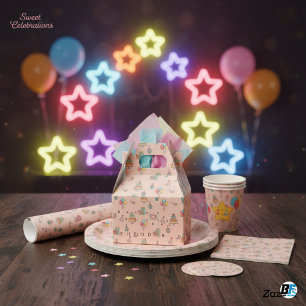 Pastellrosa Geburtstagsfeier - Süße Torte Ballon M Geschenkschachtel