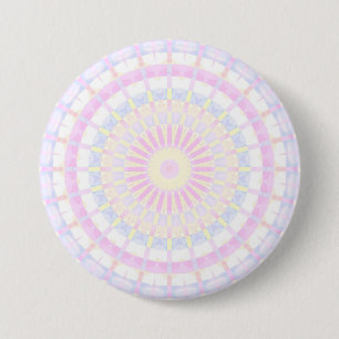 Pastellrosa, gelb, blau Kaleidoskop Button