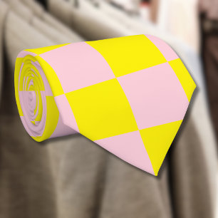 Pastellrosa gelb kariert Schachbrett Retro Krawatte