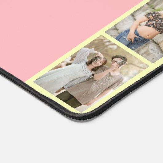 Pastellrosa Gelber Niedlicher Name FotoCollage Schreibtischunterlage (Ecke)