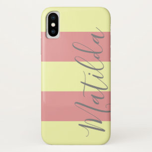Pastellrosa Gelber Streifen Personalisierter Name Case-Mate iPhone Hülle