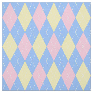 Pastellrosa Gelbes Raute-Muster Stoff
