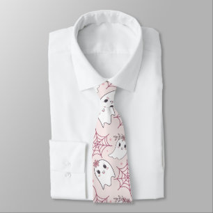 Pastellrosa Gespenst Halloween Kawaii Muster Krawatte