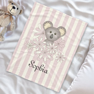 Pastellrosa gestreifter Babykoala Kinder Mädchen Fleecedecke