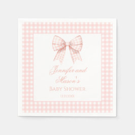 Pastellrosa Gingham Bugband Babydusche Serviette