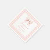 Pastellrosa Gingham Bugband Babydusche Serviette (Ecke)