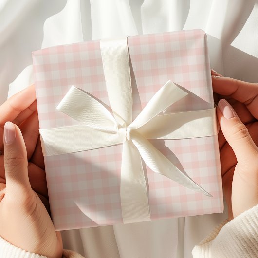 Pastellrosa Gingham Geschenkpapier