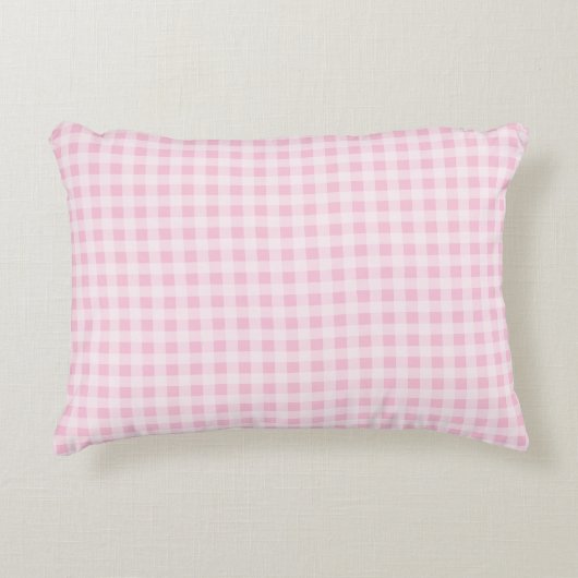 Pastellrosa Gingham Karo Dekokissen (Vorderseite)