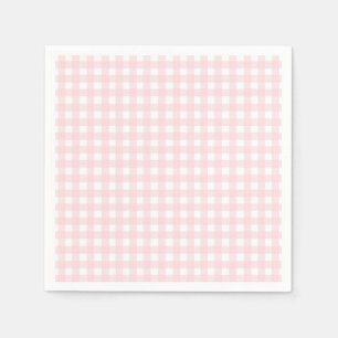 Pastellrosa Gingham Mädchen Erster Geburtstag Serviette