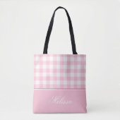 Pastellrosa-Gingham | personalisiert Tasche (Vorderseite)