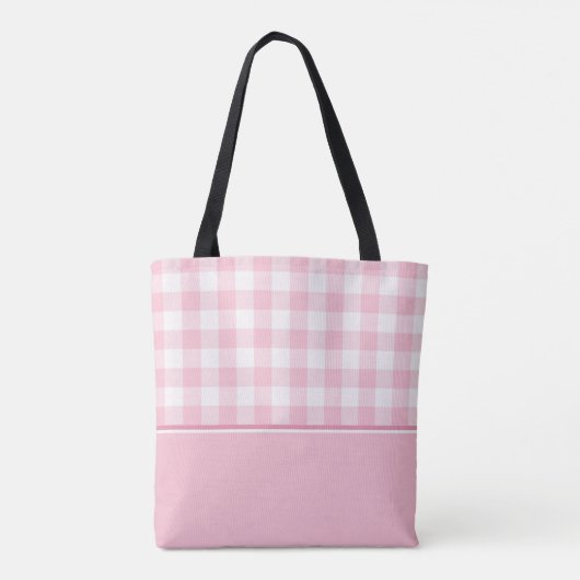 Pastellrosa-Gingham | personalisiert Tasche (Rückseite)