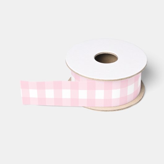 Pastellrosa Gingham Ripsband (Spule)