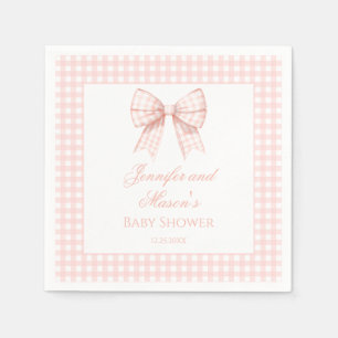 Pastellrosa Gingham-Schleifenband Baby-Mädchen-Par Serviette