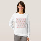 Pastellrosa Gingham Süße Cupcakes Muster T-Shirt (Vorne ganz)