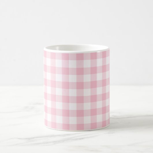 Pastellrosa-Gingham überprüftes Muster Kaffeetasse (Mittel)