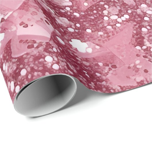 Pastellrosa Glitzer Geschenkpapier (Rolleneckpunkt)