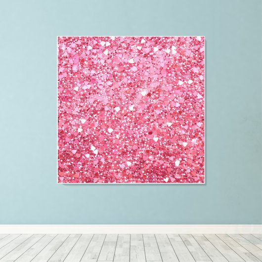 Pastellrosa Glitzer Leinwanddruck (Insitu (Holzboden))