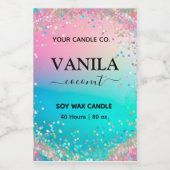 Pastellrosa Glitzer Stil Vertikale Kerzenmarken Lebensmitteletikett (Einzelnes Label)