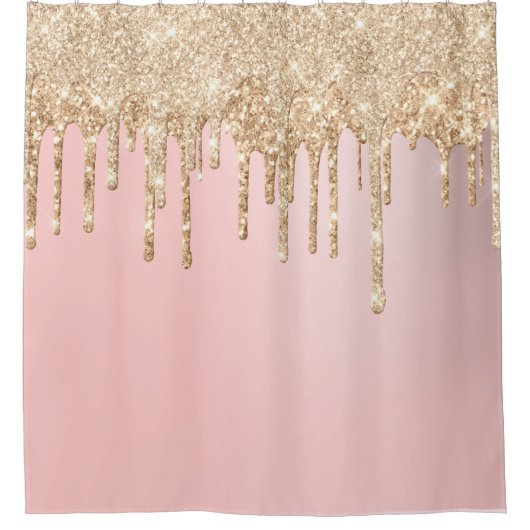 *~* Pastellrosa Glitzer Tropfen AP7 Duschvorhang (Vorderseite)