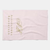 Pastellrosa Gold Monogramm Name Minimalistisch Sty Geschirrtuch (Horizontal)