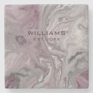 Pastellrosa graue Marmorstruktur Personalisiert Steinuntersetzer