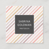 Pastellrosa Graue Streifen QR CODE Quadratische Visitenkarte (Vorderseite)