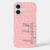 Pastellrosa, graues MCM-Muster - Großer Name für S Case-Mate iPhone Hülle (Rückseite)