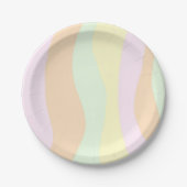 Pastellrosa, grün, blau, orange, gelber Swirl Pappteller (Vorderseite)