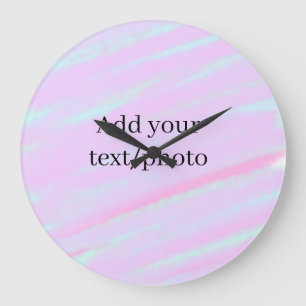 Pastellrosa grün Foto Text Wasserfarbe Retro Große Wanduhr