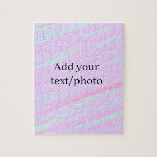 Pastellrosa grün Foto Text Wasserfarbe Retro  Puzzle