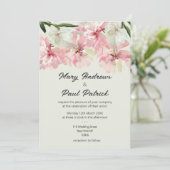 Pastellrosa, grüne Aquarellfarben Blume Hochzeit Einladung (Stehend Vorderseite)