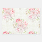 Pastellrosa, grüne Frühlingsholzstreifen Geschenkpapier Set (Vorderseite)