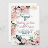 Pastellrosa Grüne mit Hochzeitsrahmenpapier-Quilli Einladung (Vorne/Hinten)