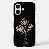 Pastellrosa Grunge gestempelte Rosen Initialen Case-Mate iPhone Hülle (Rückseite)