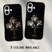 Pastellrosa Grunge gestempelte Rosen Initialen Case-Mate iPhone Hülle